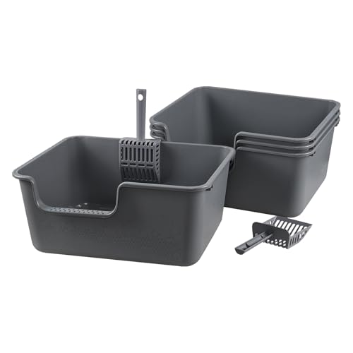 Caja de arena para gatos grande con alto borde y pala miniatura 1