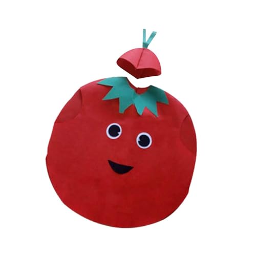 F Fityle Costume de nourriture pour adultes, vêtements de Cosplay, joli déguisement en tissu non tissé, Costumes de légumes avec chapeau pour fête de spectacle, Tomate