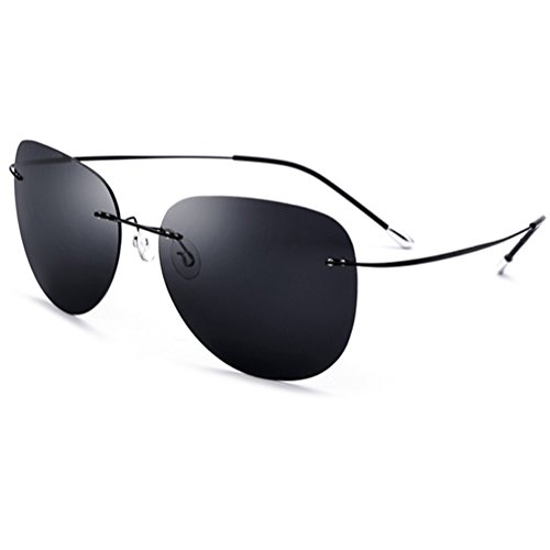 100% Real Titanium No Screw Rimless Polarized Sunglasses For Men Women Ultralight