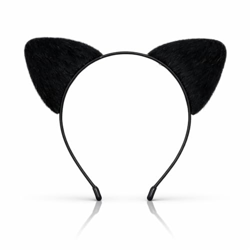 Mustavo Black Fancy Dress Cat Ears for Adults or Kids Fur Ears Wolrd Book Day Halloween Fancy Dress Up Accessories