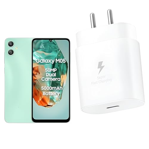 Image of XYKOS 25W Type-C Super Fast Charge Adapter For Samsung M05 /F05 /M55S /M35 /F55 /A35 /A16 /A15 /M15 /F15 /S23 Fe /S24 /S23 /Z Fold /Z Flip /6 /5 /4 /3,25 Watt Support Galaxy Tab&Other Android USB C Mobile Phones,White