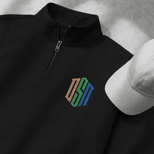 NAZENTI Custom Embroidered Logo Quarter Zip Sweatshirt, Design Your Own Shirt Personalized, Personalized Company Logo Quarter Zip Sweater for Men Women in Business3