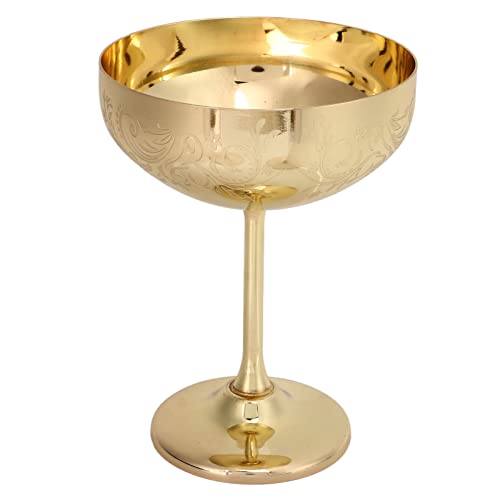 Locadence Copas de Vino de Metal, Copa de Agua de Acero Inoxidable 304 Grabada Decorativa, Copas de Champán para Picnics, Comidas Diarias O Cenas Elegantes (Flor Ear Cup chapado en oro)