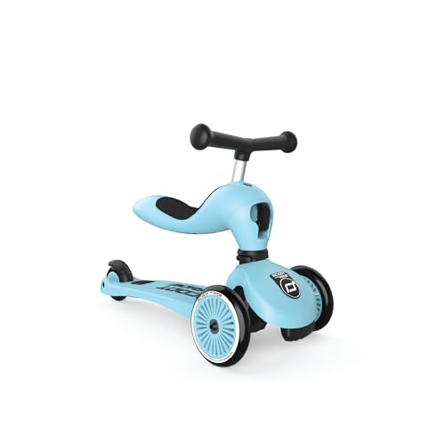 Image of Scoot & Ride Highwaykick 1, 2-in-1 Kids Scooter with Seat, Blueberry