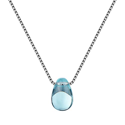 Collier pendentif goutte d'eau en cristal bleu pour femme, bijou de clavicule esthétique