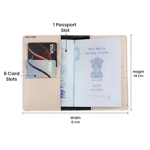 Image of AICA Personalised Name & Embroidery Patch Leather Passport Holder for Men & Women | Gifts for Women| Gift for Man|Passport Cover for Men| Passport Cover for Women (Cream)