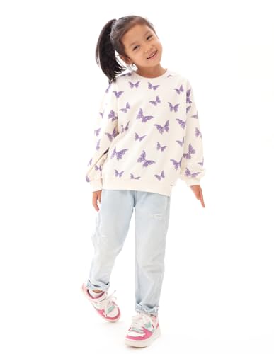 Image of BINIDUCKLING Baby Girl Rainbow Sweatshirt for Girls Long Sleeve Shirt 18 Months-6 Years