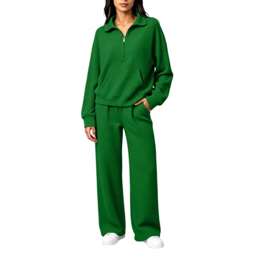 eoeioa Waffle Set Women Two Piece Outfits Fall Winter Airport Outfits 2026 - image 1