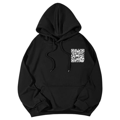 Funny Fu QR Scan Code Hoodie Unisex Joke Sweatshirt - Large Black