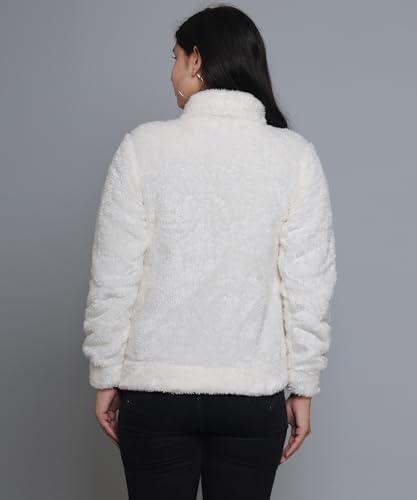 Image of Women's Ultra-Soft Plush Fleece Winter Jacket with High Neck & Full Front Zipper | Warm Cozy Fur Coat for Casual, Travel, Outdoor & Daily Cold Weather Wear