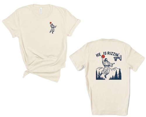 Generic He is Rizzin Jesus Basketball, Basketball Shirts for Men, Faith Shirts for Women, Meme Shirts, Jesus Shirt, He Has Rizzen Jesus Shirt, Easter Jesus, Funny T Shirt, Basketball Shirts Multi