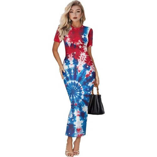 Image of Womens Short Sleeve Jamaican Flag Midi Bodycon Dress | Soft stretchy fabric,crew neck,jamaican print casual date night cocktail party, elegant chic, spring summer fall all season