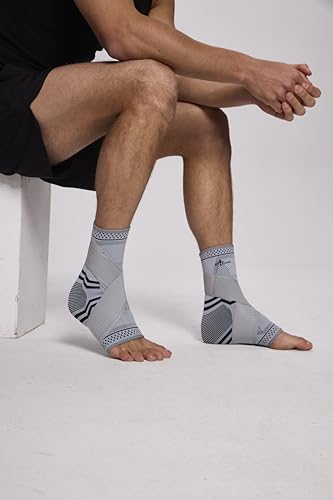 Image of ABIRAM Ankle Brace for Men & Women - Adjustable Compression Sleeve with Wrap, Stability Support & Relief for Sprained Ankle, Plantar Fasciitis & Achilles Tendonitis - Breathable Running & Sports Gear