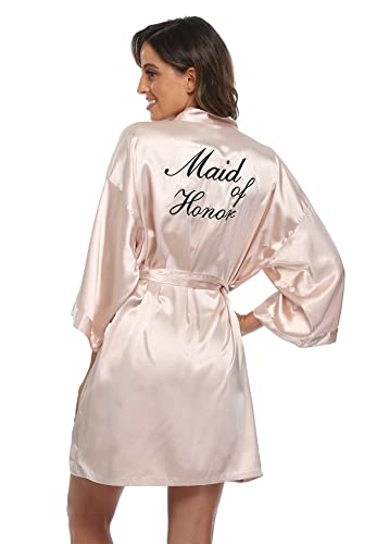 Image of Super Shopping-zone Women's Pure Bride Robes Embroidery Bridesmaid Robes Bridal Party Kimono Robe Wedding Sleepwear