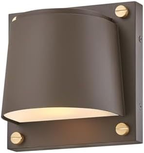 Hinkley Scout Extra Small Outdoor Wall Mount Lantern, Composite w/Anti-Fading, Etched Lens, Modern, Dark Sky, Architectural Bronze w/Brass Accent