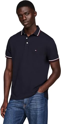 Tommy Hilfiger Herren Tipped Slim Fit Polo Mw0Mw37346 S/S Poloshirt, Blue (Desert Sky), XL