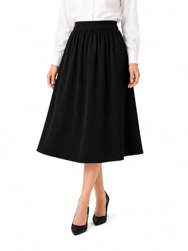 Falda Elegante Cintura Elástica Maxifalda Color Sólido Cintura Alta Midi Faldas para Mujer Linea A (FR/ES, Letras, S, Regular, Regular, Negro)
