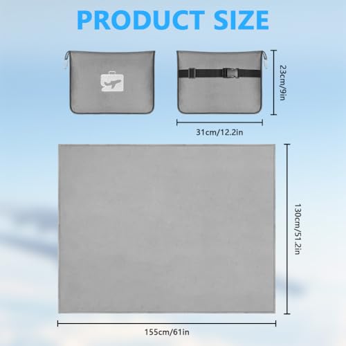 flintronic Reisedecke Kissen 2 in 1, 155 x 130 cm Weiche Flugzeugdecke, Flugzeugdecke mit Kopfkissenbezug und Ohrstöpsel, Ultraleichte Reisedecke für Urlaub, Büro, Zuhause, Geschäftsreisen (Grau)