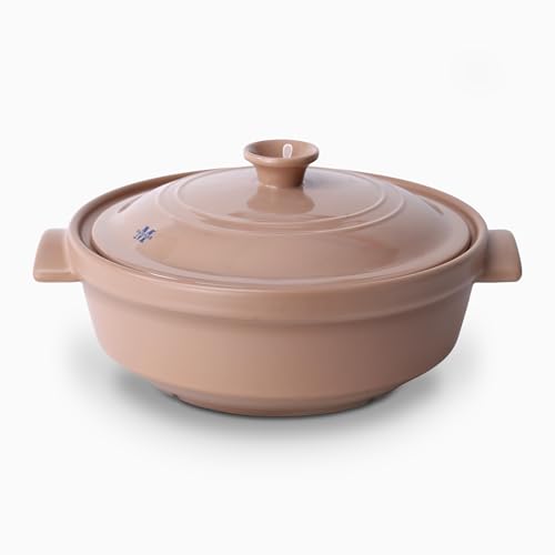 Magnifique 5 Quart Flami Pot with Lid Natural Clay Pot for Cooking Non-Toxic PFAS-Free Ceramic Casserole Dish for Oven & Stovetop Dutch Oven Style for Slow Cooking Baking & Serving Brown Sugar