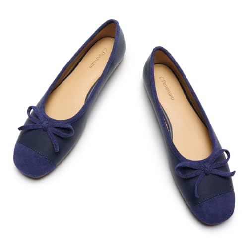 Image of C.Paravano Ballet Flats | Square Toe Shoes | Bow Slip Ons | Ballet Shoes for Women | Dressy Flats for Women