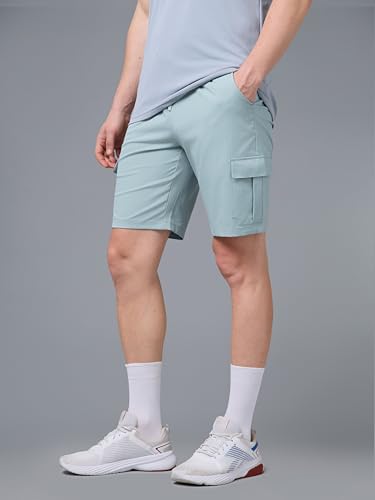 Image of TECHNOSPORT Men's Solid Slim Fit Sports Shorts TS Flexi Quick Dry Polyester Drawstring with Pockets UPF50+ for Gym Running Workout Anti Odour