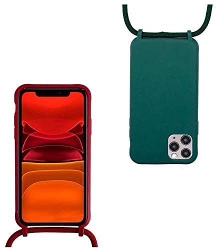 Custodia Per IPhone 13 Mini Con Cordino Da Collo Regolabile – Cover In TPU Morbido Verde Scuro – Protezione Completa E Mani Libere - 3