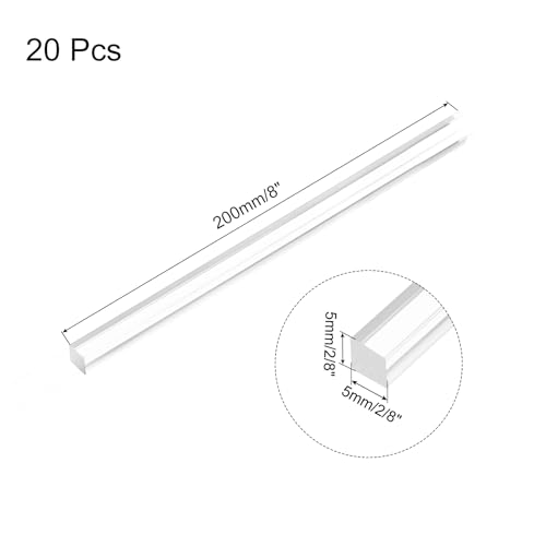 Image of MECCANIXITY 20pcs Acrylic Square Rods 3 /16 inch x 8 inch Clear Acrylic Dowel Rods Sticks Acrylic Plastic Sticks Strip for DIY Crafts Lighting Gardening Decorations - 5mm x 200mm