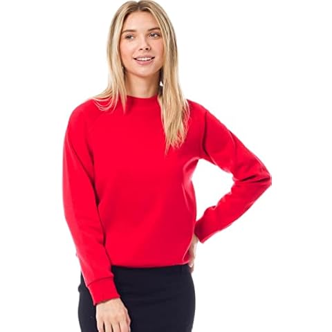 Design by Olivia Women's Basic Soft & Comfortable Pullover Fleece Crewneck Sweatshirt Red S Cover