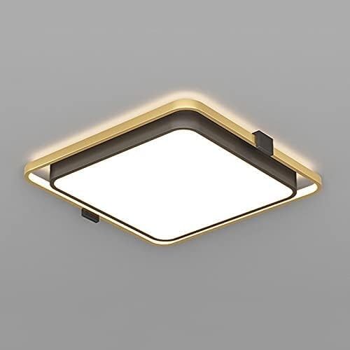 Plafonnier carré moderne LED 52cm noir à intensité variable pour chambre et couloir