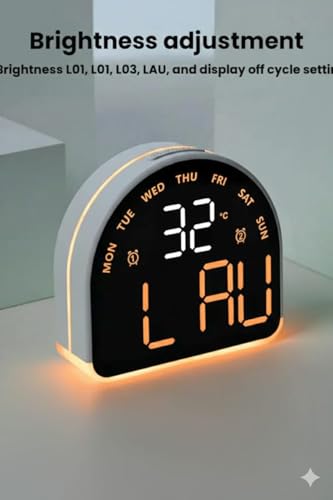 Image of AERYS Digital Alarm Clock Table Clock with LED Display, Temperature Compact Desk Clock for Students,Home, Office, Bedroom, Living Room,Home Decor, Corporate Use (Half Moon)