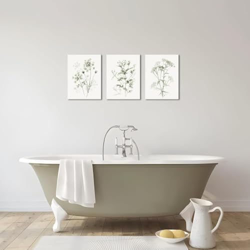 Art mural de plantes boho vert sauge triptyque salon moderne - 4