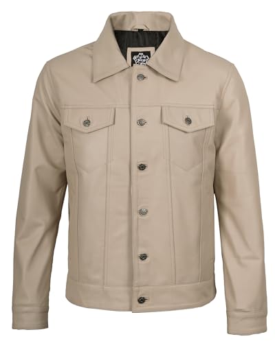 Image of Blingsoul Men's Leather Jacket - Real Full-Grain Lambskin Trucker Jacket for Men