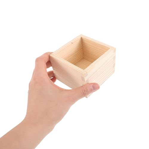 Caja de sake japonesa de madera cuadrada HONMEET organizador estable para restaurante, 4 piezas 5
