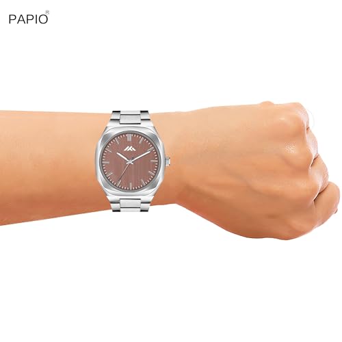 Image of PAPIO Analog Classic Silver Color Stainless Steel Band Watch for Mens and Boys