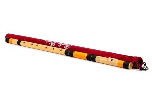 Image of Radhe Flutes | E Natural Right Handed Base Bansuri | Black & Orange| Tuned With Tanpura A=440Hz | PVC Flute + Velvet Cover + Hindi & English Flute Lessons