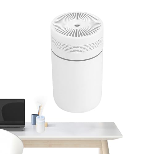 Humidificador de mesa, humidificador de mesa iluminado con LED, dos niveles de velocidad, evaporador de 250 ml con funcionamiento en red para oficina, yoga, viajes, sala de estar y hotel