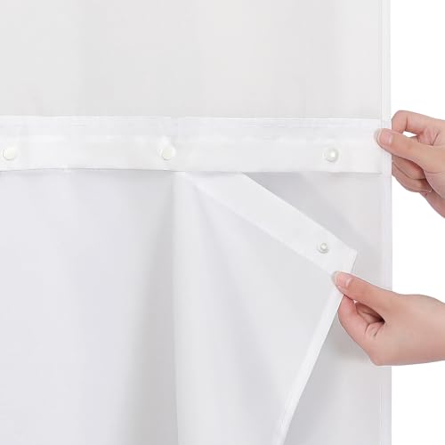 MitoVilla Fabric Snap in Shower Curtain Liner Replacement, Waterproof PEVA Bathroom Shower Curtain Liner Removable Machine Washable Liner for Home Hotel Bath Essential​