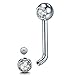 Xpicrn Double Gem Titanium Curved Banana Bar VCH Hood Christina Genital Piercing 14 Gauge (Clear)