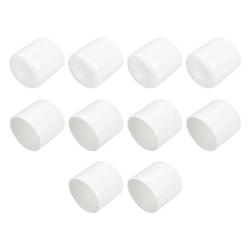 sourcing map 10pcs Rubber End Caps 26mm ID Vinyl Round End Cap Cover Screw Thread Protectors White