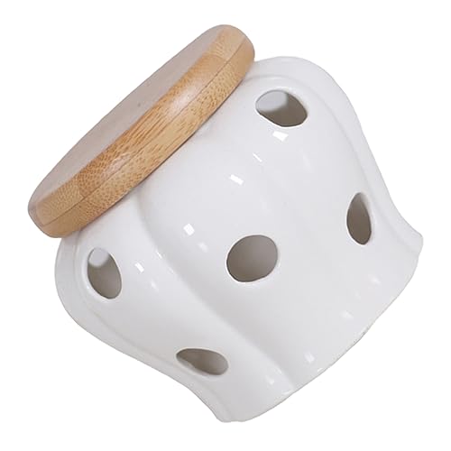 PRETYZOOM Large Capacity Garlic Keeper Ceramic Storage Jar Ginger Storage Jar Kitchen Supplies White