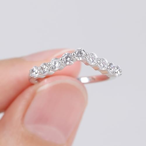Moissanite Wedding Band for Women, 0.54 ct D Color VVS1 Sterling Silver Rings Half Eternity Moissanite Stackable Engagement Ring Anniversary2