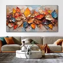 ZHUOYA Banner Closeup Of Abstract Rough Colorful Multicolored Organic Autumnal Fallen Leaves Painting, Wall arts Decor Posters(80x120cm/Frameless)