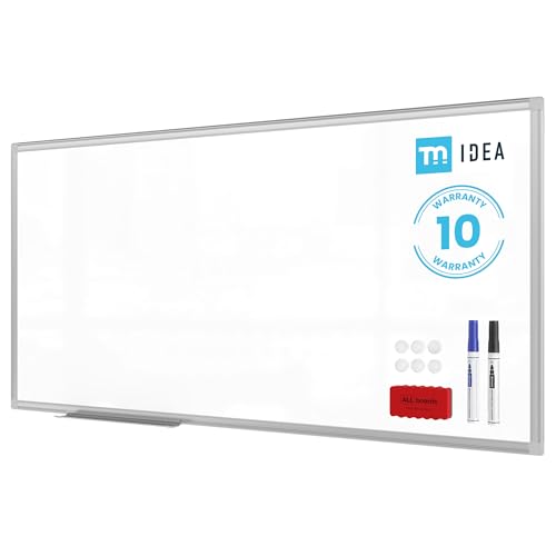 TM IDEA Reihe Flex Magnetisches Whiteboard 120x60 cm Magnettafel kratzfest und trocken abwischbar mit 2 Whiteboard Stifte, 6 Magnete und 1 Whiteboard Schwamm, für Schule, Haus und Büro