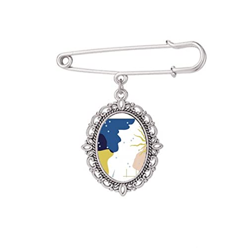Broche abstraite bleue et blanche M pour personnaliser une robe ou un chemisier