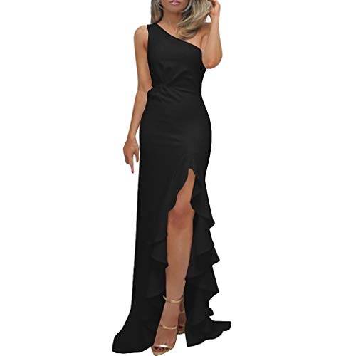 Formal Dresses For Women 2023 Wedding Guest Ruched Ruffle Bodycon Dress Trendy Slim Fit Evening Maxi Dresses Cutout Slit Wrap Party Cocktail Long Dresses Graduation Dresses Fashion(C Black,X-Large) #TOP21