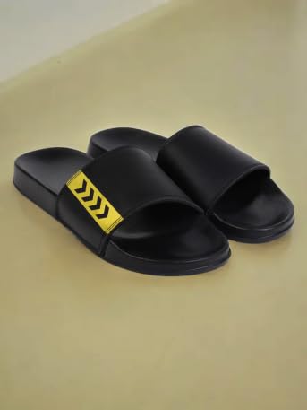 Image of hummel CHUNK MEN SLIDERS Comfortable Cushioned Sole Arch Support Durable Lightweight Flexible Trendy Style Flip flops and Slippers Slides for Men Daily use Chappal