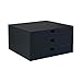 UnionBasic Multi-functional PU Leather Wooden Desk Organizer File Cabinet Office Supplies Desktop Storage Organizer Box with Drawer (Plain Black (3-Drawer))