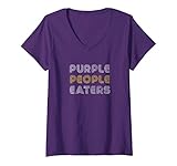 Womens Retro Purple People Eaters V-Neck T-Shirt
