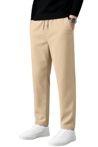 Image of INKKR Men's Comfortable Corduroy Pants | Relaxed Fit Stretch Casual Trousers