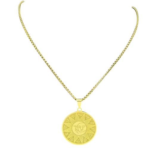 Cadeau 12 Constellations Ensemble Collier Boucle d'oreille Médaille Ronde pour Homme Femme
